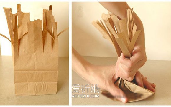 怎么用牛皮纸袋做秋天大树的制作方法教程- www.aizhezhi.com