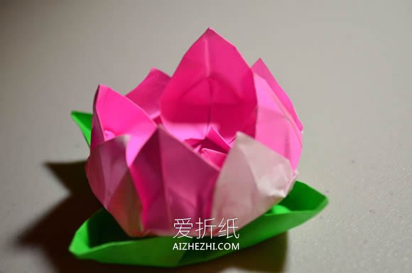 怎么折纸莲花和叶子的折法步骤图解- www.aizhezhi.com