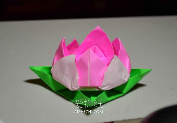 怎么折纸莲花和叶子的折法步骤图解- www.aizhezhi.com