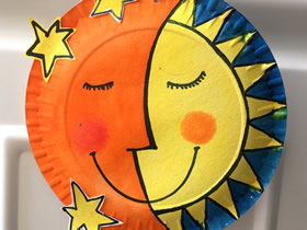 怎么用纸盘做太阳月亮星星挂饰的制作方法