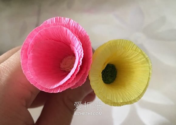 怎么做可爱皱纹纸喇叭花的手工制作教程- www.aizhezhi.com