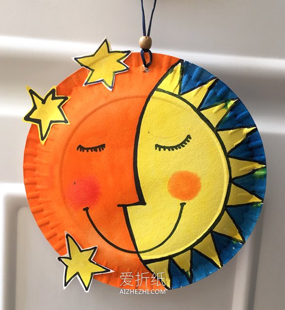 怎么用纸盘做太阳月亮星星挂饰的制作方法- www.aizhezhi.com