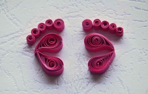 怎么做衍纸婴儿脚印的制作方法图解教程- www.aizhezhi.com