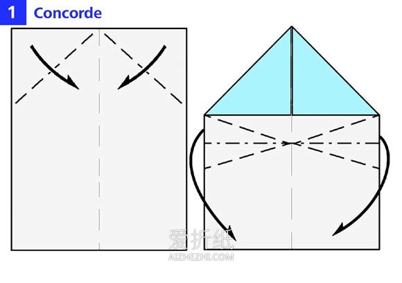 怎么折纸协和飞机的折法步骤图解- www.aizhezhi.com
