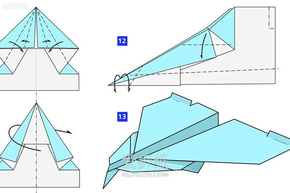 怎么折纸协和飞机的折法步骤图解- www.aizhezhi.com