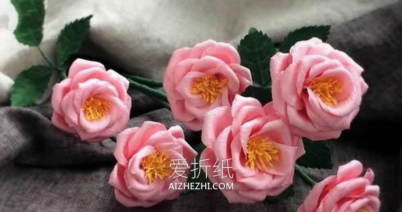 怎么做粉色纸藤玫瑰花的手工制作教程- www.aizhezhi.com