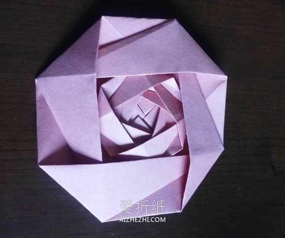 怎么折纸制作三层嵌套玫瑰花的折法图解- www.aizhezhi.com