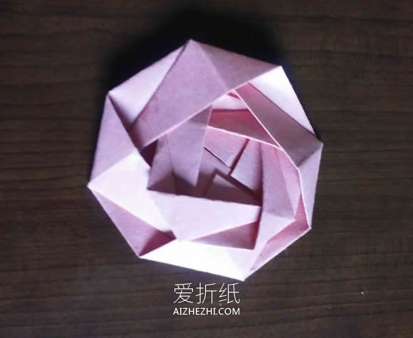 怎么折纸制作三层嵌套玫瑰花的折法图解- www.aizhezhi.com