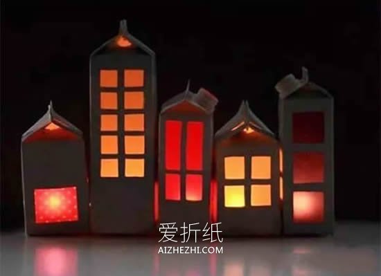 酸奶盒怎么废物利用 手工制作小房子灯笼- www.aizhezhi.com