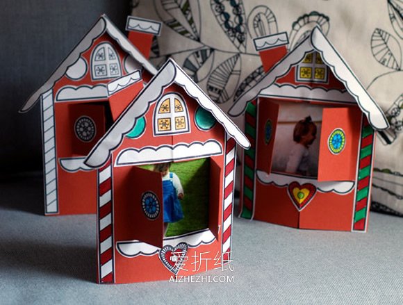 怎么做圣诞节小房子纸相框的手工制作教程- www.aizhezhi.com
