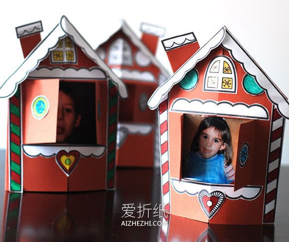 怎么做圣诞节小房子纸相框的手工制作教程- www.aizhezhi.com