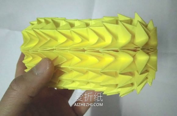 怎么折纸立体菠萝和叶子的折法图解步骤- www.aizhezhi.com