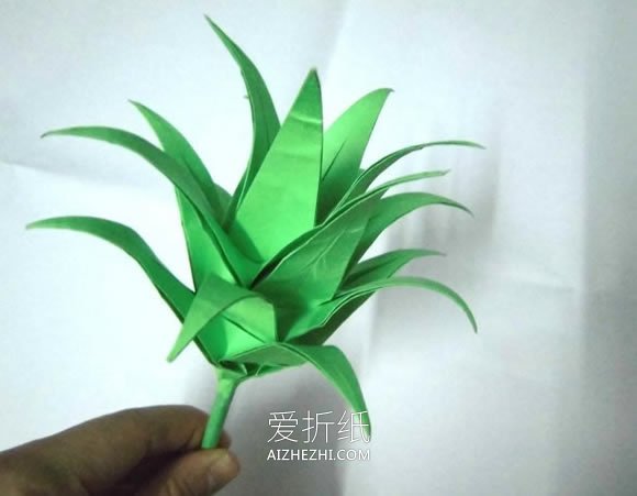 怎么折纸立体菠萝和叶子的折法图解步骤- www.aizhezhi.com