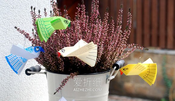 怎么简单折纸小鸟挂饰的折法图解教程- www.aizhezhi.com