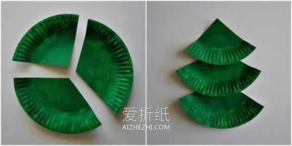 幼儿怎么用纸盘做圣诞树的手工制作教程- www.aizhezhi.com