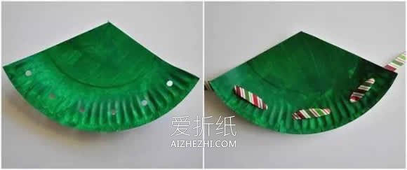 幼儿怎么用纸盘做圣诞树的手工制作教程- www.aizhezhi.com