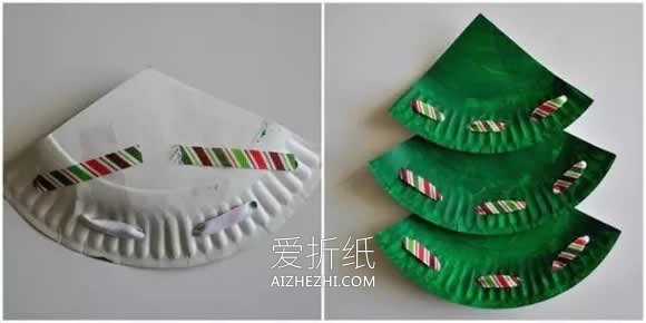 幼儿怎么用纸盘做圣诞树的手工制作教程- www.aizhezhi.com