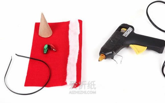 怎么做可爱圣诞派对圣诞帽发箍的制作方法- www.aizhezhi.com