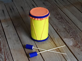 燕麦盒怎么废物利用 手工制作可爱儿童玩具鼓