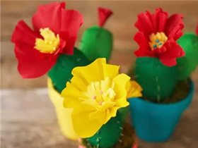 儿童怎么做简单又漂亮开花仙人掌的制作方法
