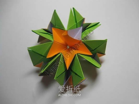 怎么折纸五角星花球的折法步骤图解- www.aizhezhi.com