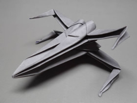 怎么折纸星球大战X翼星际战斗机的折法图解