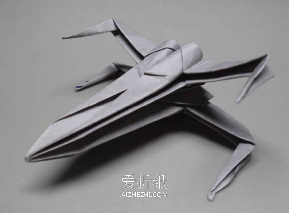 怎么折纸星球大战X翼星际战斗机的折法图解- www.aizhezhi.com