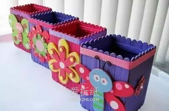 怎么做圆形和方形冰棍棒笔筒的制作方法- www.aizhezhi.com