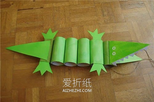 幼儿园怎么做卷纸芯鳄鱼的手工制作教程- www.aizhezhi.com