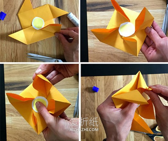 怎么简单折纸花朵风车的折法过程步骤图解- www.aizhezhi.com