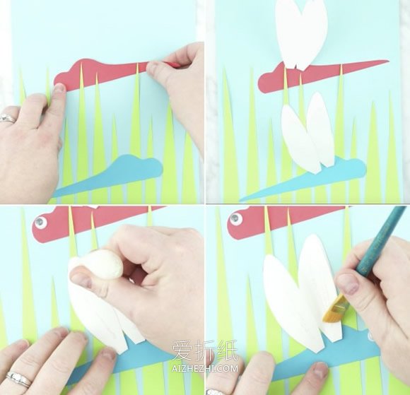 幼儿怎么做蜻蜓纸贴画的手工制作教程- www.aizhezhi.com