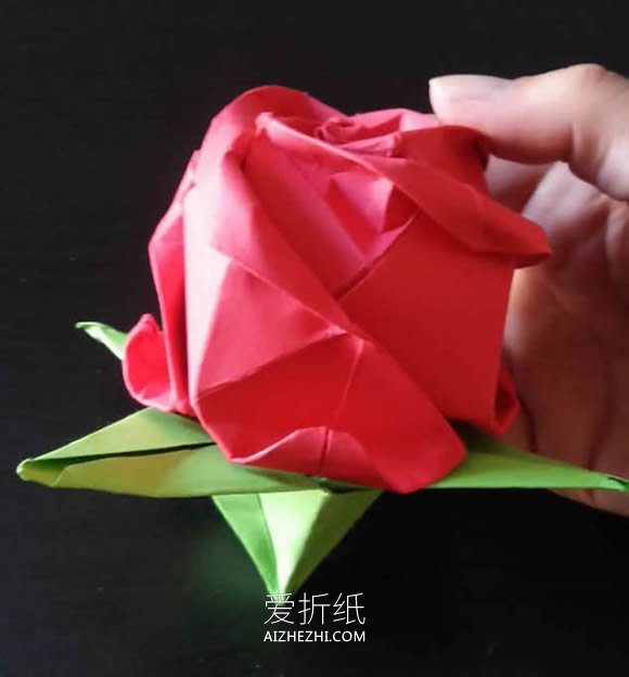 怎么简单折纸玫瑰花花萼的折法步骤图解- www.aizhezhi.com