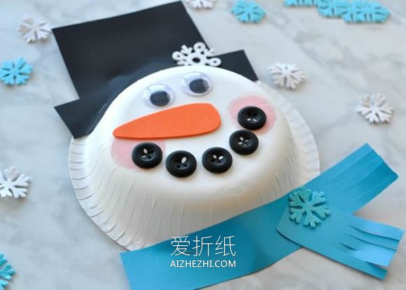 怎么做冬天纸盘雪人的手工制作方法图解- www.aizhezhi.com