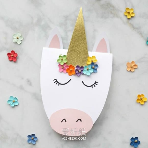 怎么做表达美好祝愿独角兽卡片的制作方法- www.aizhezhi.com