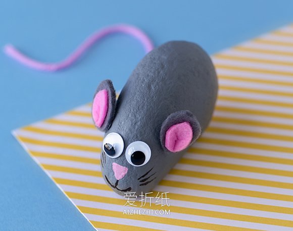 怎么用石头做可爱小老鼠的手工制作教程- www.aizhezhi.com