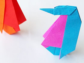 怎么简单折纸双色企鹅的折叠方法步骤图解