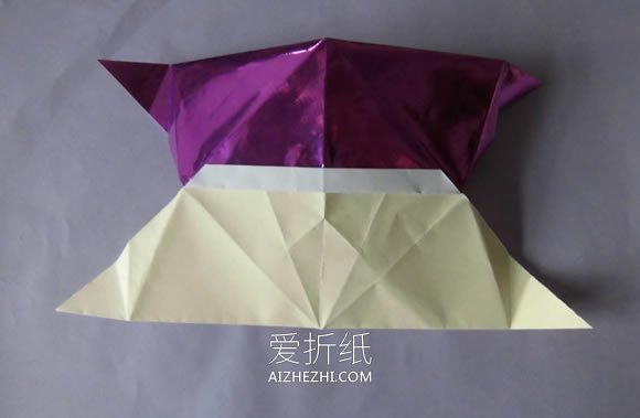 怎么折纸圣诞老人糖果盒的折法步骤图解- www.aizhezhi.com