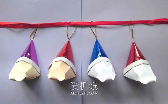 怎么折纸圣诞老人糖果盒的折法步骤图解- www.aizhezhi.com