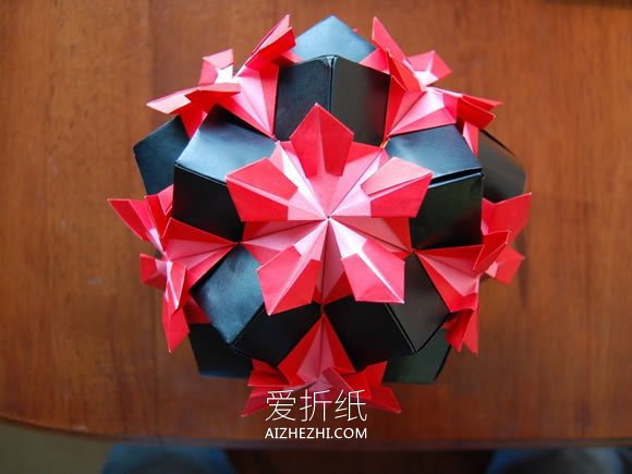 怎么手工做美丽纸花球的折纸过程图解- www.aizhezhi.com