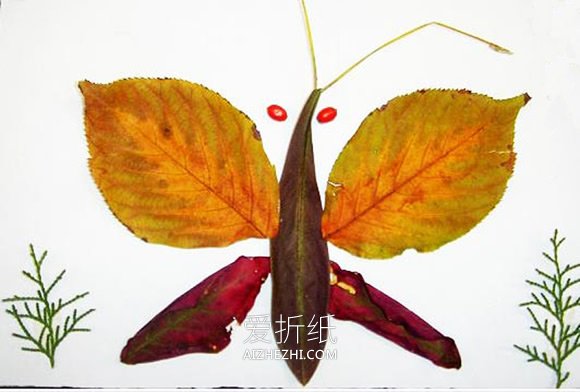 怎么做简单动物树叶贴画的作品图片- www.aizhezhi.com