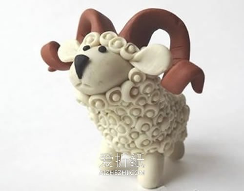 怎么做超轻粘土绵羊的手工制作图解教程- www.aizhezhi.com
