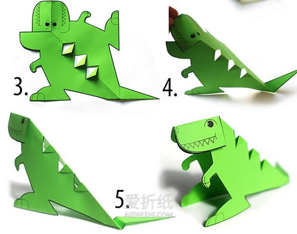 怎么用卡纸做立体恐龙的手工制作教程- www.aizhezhi.com