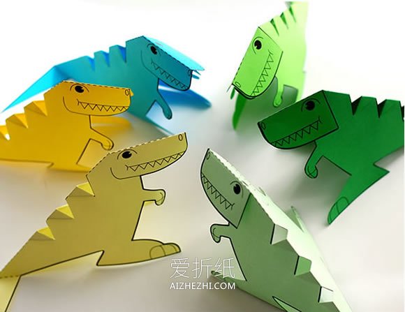 怎么用卡纸做立体恐龙的手工制作教程- www.aizhezhi.com