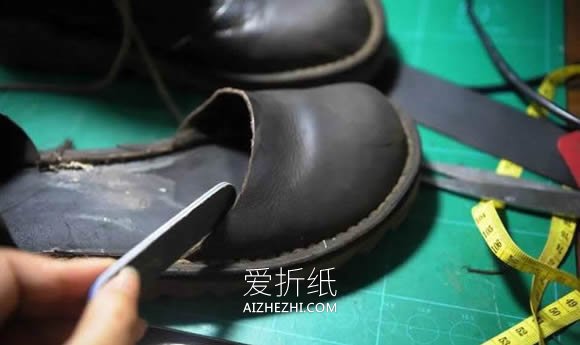 怎么用旧皮靴做文艺复古凉鞋的改造制作方法- www.aizhezhi.com