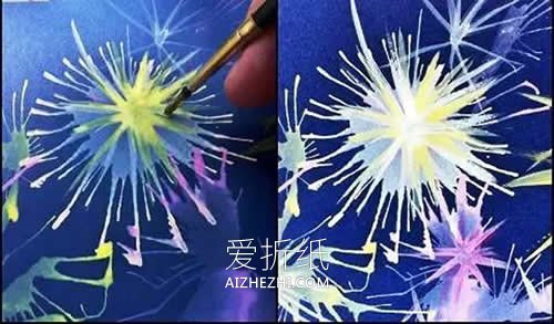 怎么做国庆节烟花夜景画的简单手工教程- www.aizhezhi.com