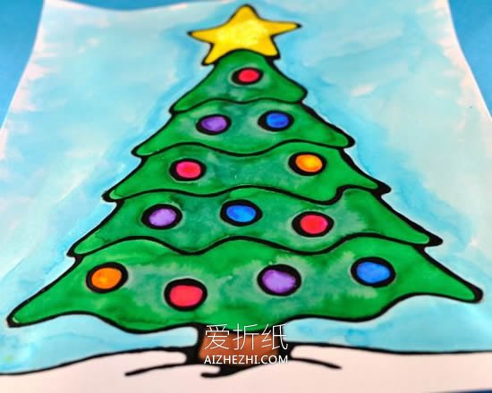 幼儿园怎么画漂亮圣诞树的制作方法教程- www.aizhezhi.com