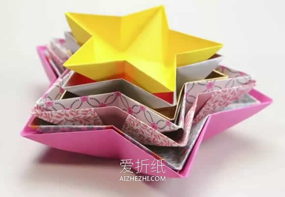 怎么折纸五角星糖果收纳盘的折法图解- www.aizhezhi.com