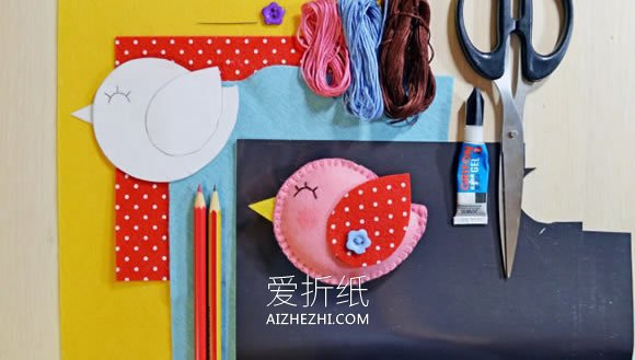 怎么做不织布小鸟冰箱贴的制作方法图解- www.aizhezhi.com