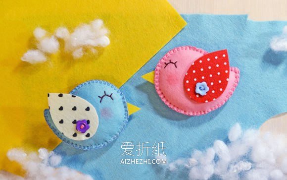 怎么做不织布小鸟冰箱贴的制作方法图解- www.aizhezhi.com