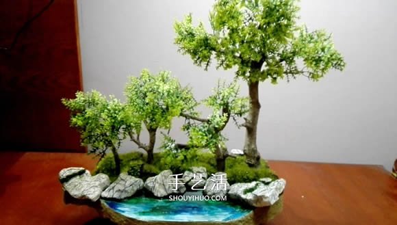 简单自制迷你池塘装饰摆件的制作方法教程- www.aizhezhi.com